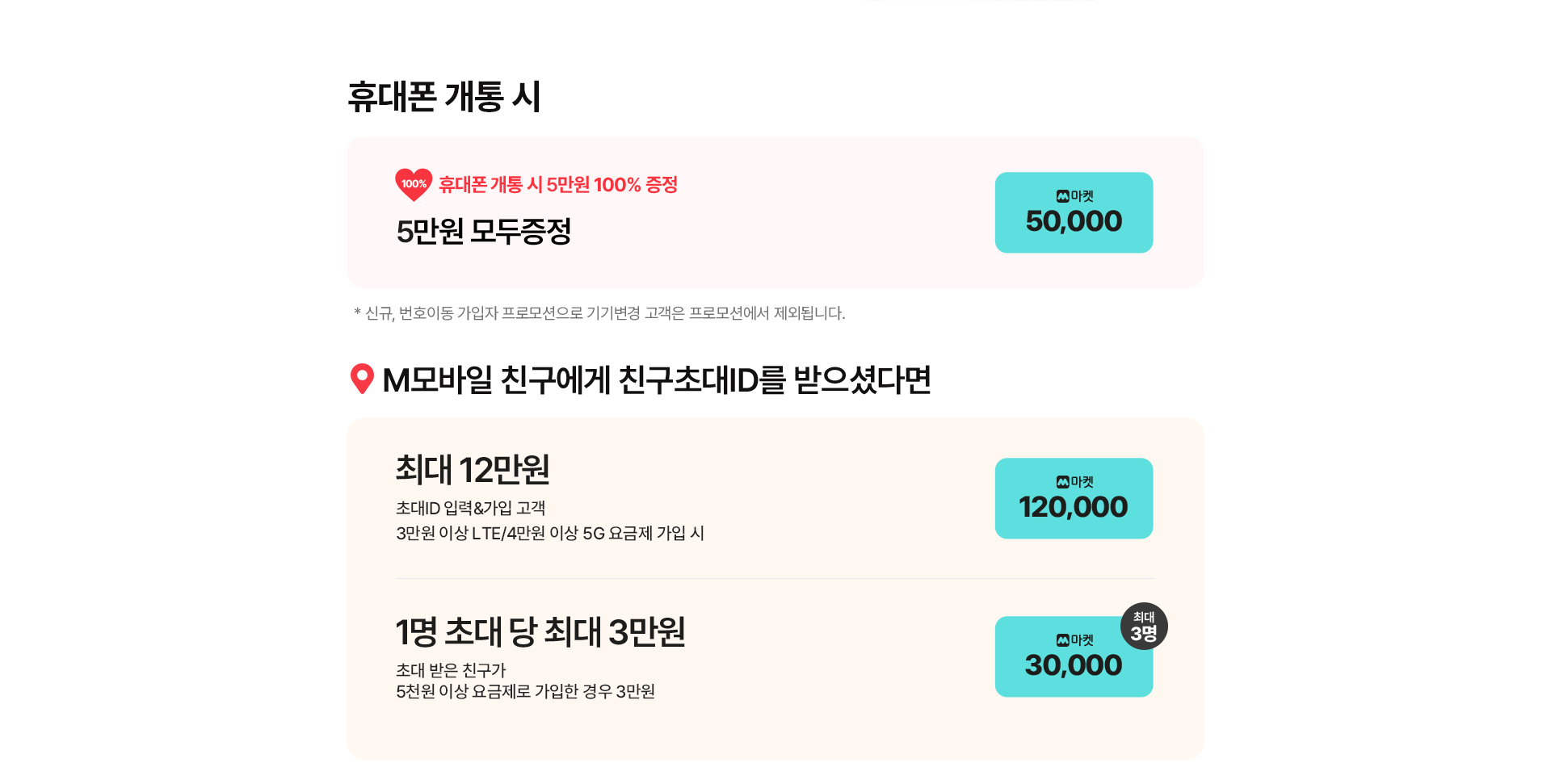 휴대폰 개통 시 개통 시 혜택 사항