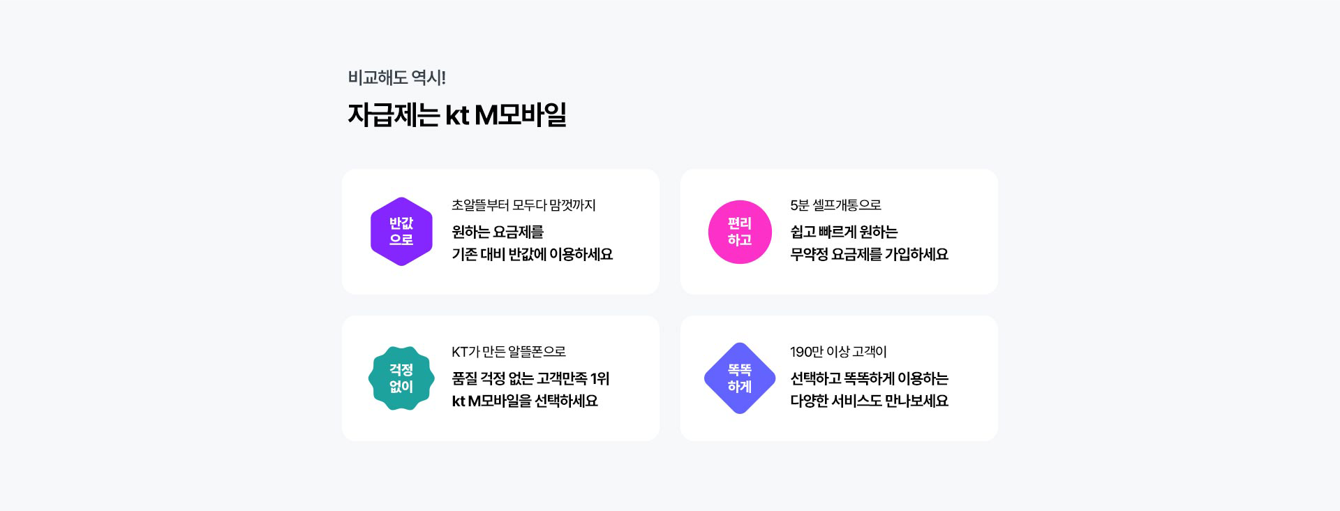자급제 결합 시 kt M모바일의 4가지 장점