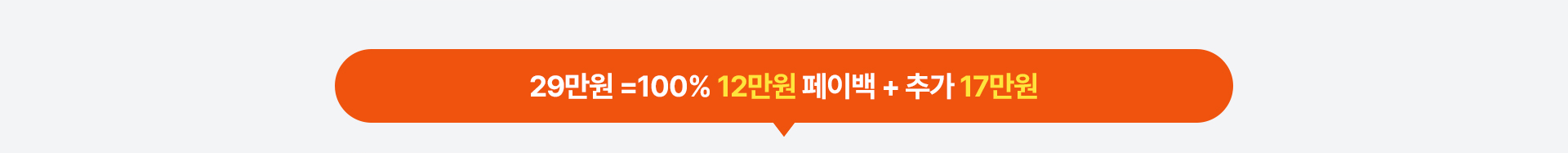 29만원 =100% 12만원 페이백 + 추가 17만원