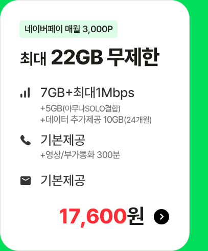모두다 맘껏 7GB+(PAY쿠폰_3000P) 가입하기