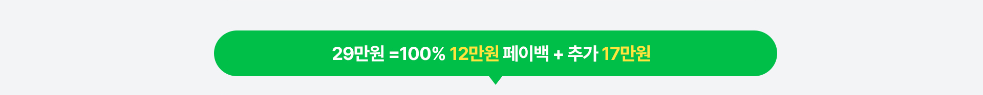 29만원 =100% 12만원 페이백 + 추가 17만원