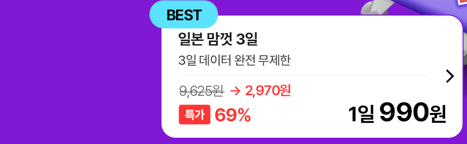 일본 맘껏 3일 요금