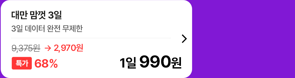 대만 맘껏 3일 요금