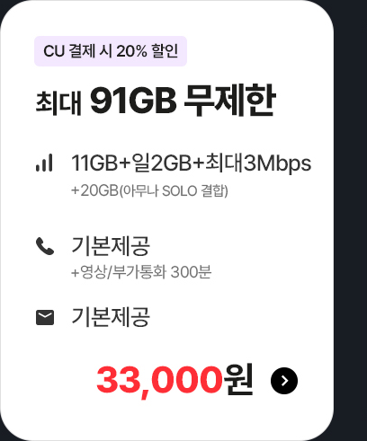 모두다 맘껏 11GB+(CU 20%할인)