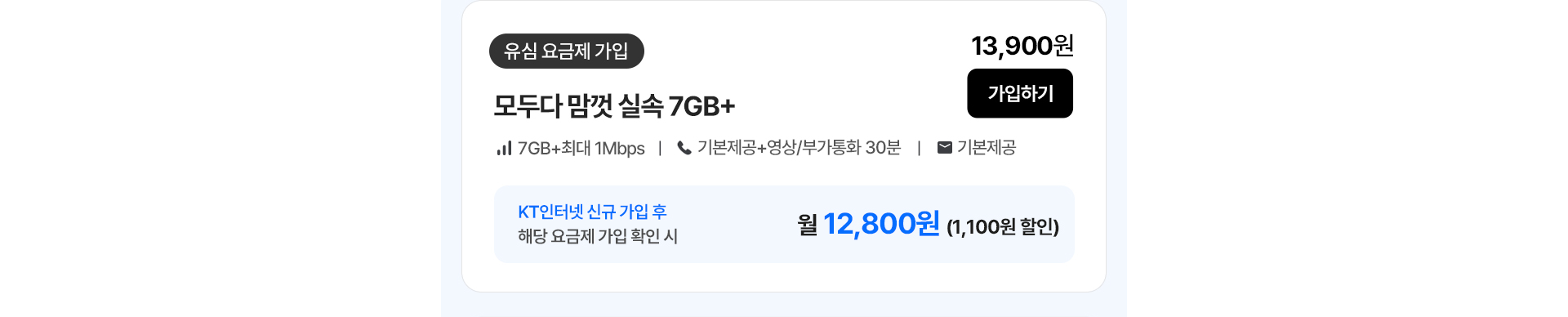 모두다 맘껏 실속 7GB+ 유심 요금제 가입 및 할인 혜택 안내